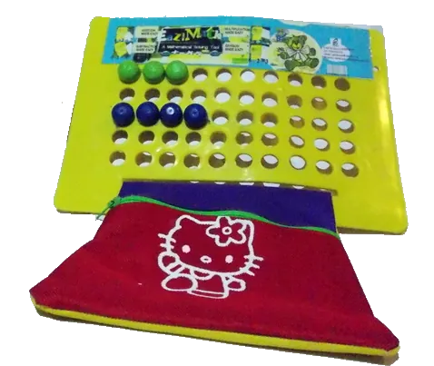 Eazi Maths counting board with coloured balls and a red carry bag