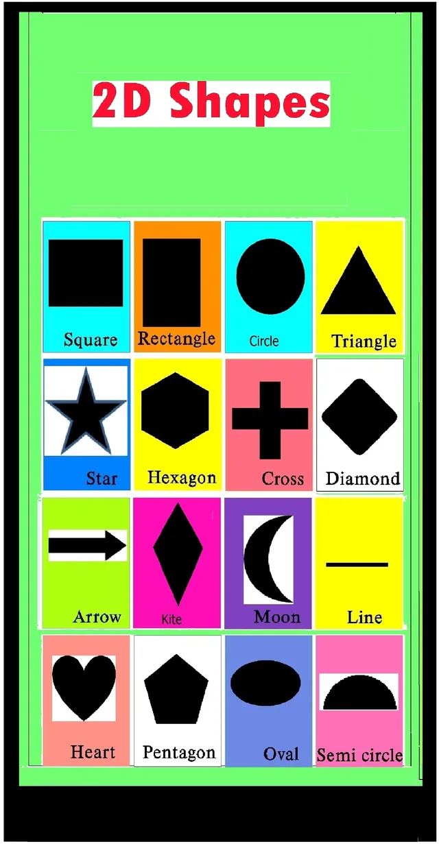 2D shapes wall chart: square, rectangle, circle, triangle, star and more