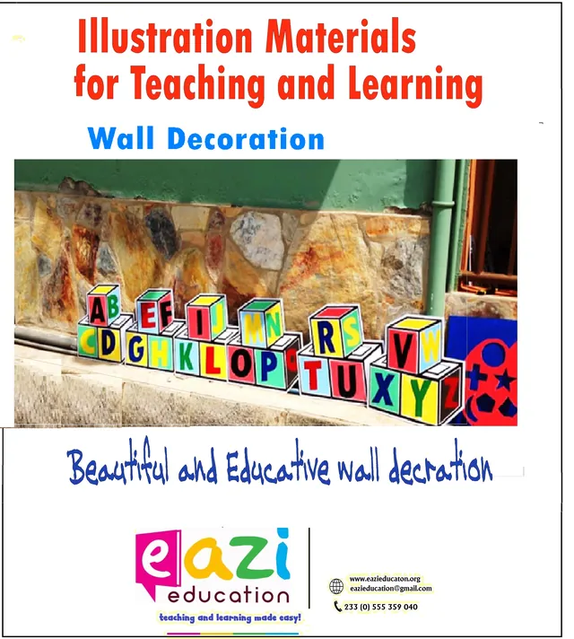 Alphabet block wall decoration on a school wall